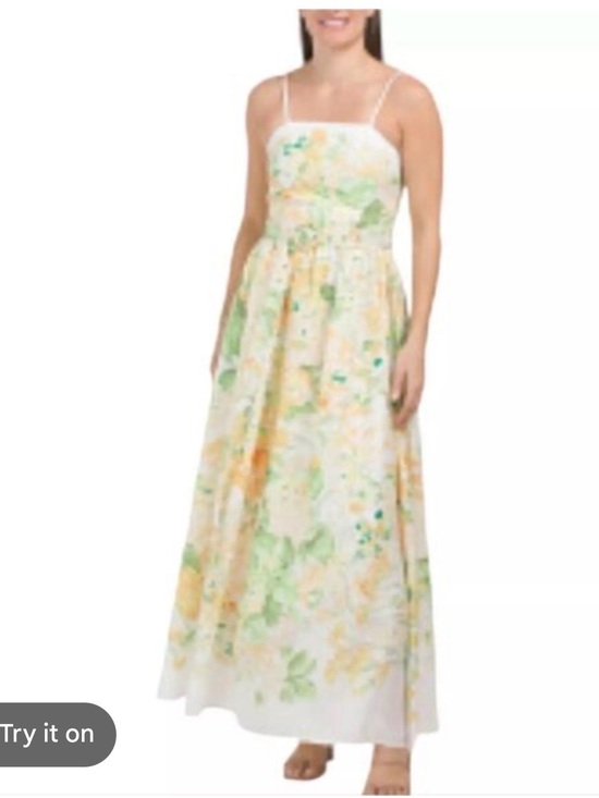Dalia Macphee Dresses & Skirts - Dalia Macphee Pastel Floral Maxi Dress with Spaghetti Straps